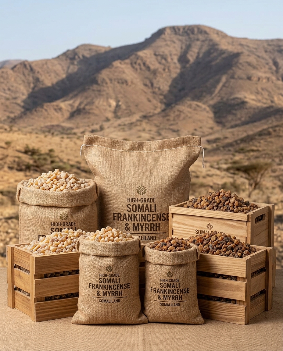 Premium frankincense and myrrh materials